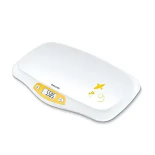 White and yellow coloured Baby Weighing Scale set against a white background