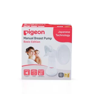 A white coloured Pigeon basic edition manual breast pump