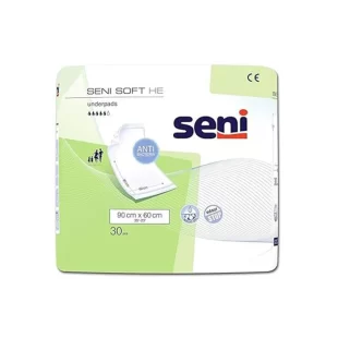 A white and light green coloured package of Seni Underpads