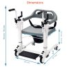 Patient Transfer cum Toilet Chair with Wheel - Dimensions