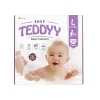 A pink and white package of Easy Teddy baby diapers