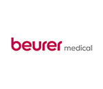 Dark pink logo of Beurer in a white background