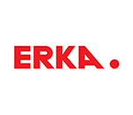 Red coloured logo of Erka in white background