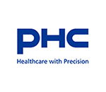 Blue logo of PHC in a white background