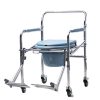 a commode chair with wheels and footrest