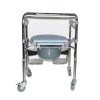 Manual folding commode chair with wheels and footrest