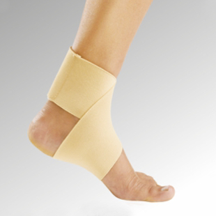 A person wearing a beige Ankle brace