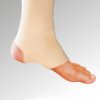 A person wears a beige Ankle support