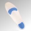 A white and blue coloured removable silicone insole