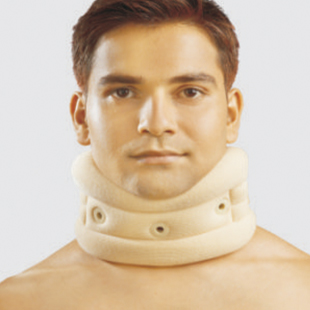 A person wearing a beige Soft Cervical Collar