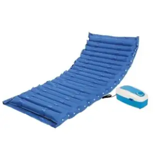 A blue coloured Scure Air Bed in a white background