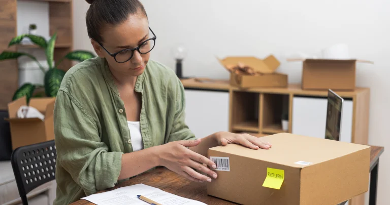 Woman returning her package